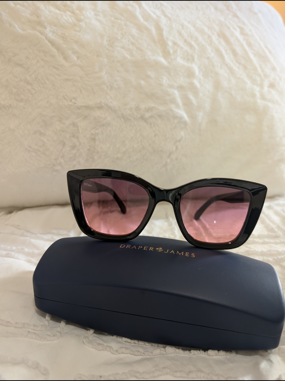 Draper James Black Cat-Eye Sunglasses with Pink Lenses - Picture 7 of 10